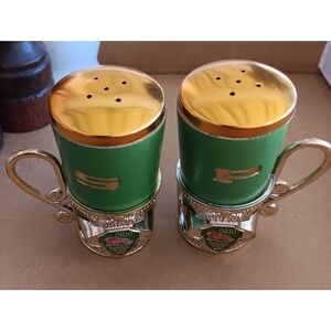 Vintage Ohio Cardinal State Bird Salt Pepper Shakers Green Gold Japan Pair